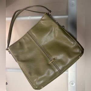 Anne Klein Olive Green Textured Leather Bag